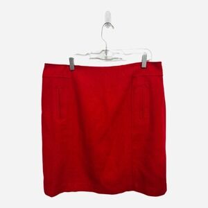 Talbots Womens Red Wool Blend Straight Pencil Skirt 16 Classic Holiday Preppy